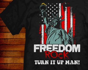 Retro T-shirt Freedom Rock. Sizes S M L XL 2XL 3XL 4XL 5XL also in ladies fit S-2XL