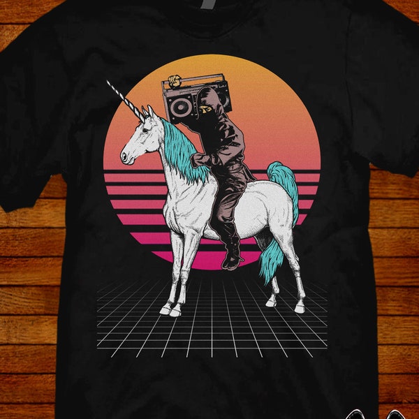 Ninja Unicorn T-shirt Funny Retro 80s Tee.  Sizes S M L Xl 2xl 3xl 4xl 5xl