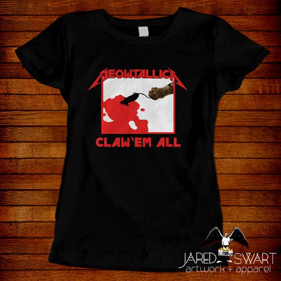 Meowtallica Cat Band T-shirt: Claw'em All Metal Parody - Etsy
