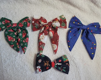 Christmas hair bow, large with clip