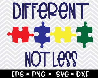 Différent pas moins SVG / Sensibilisation à l’autisme / Coeur / Pièces de puzzle