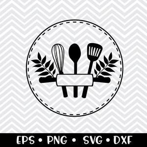 Köksredskap Monogram SVG / Kökshandduksklippfil / Köksskylt / Heminredning