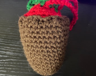 Padrão de crochê para bolsa de dados com morangos cobertos de chocolate: mini bolsa, bolsa (padrão em PDF)