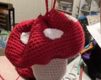 CROCHET PATTERN - Mushroom Dice Bag / Mini Purse / Pouch / Drawstring Bag