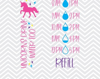 Unicorn Water Tracker SVG: Motivational Water Bottle Decal (Digital Download)