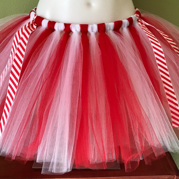 Candy Cane, Christmas Holiday  - Red & White Adult Tutu - Juniors, Misses, Womens, Plus Size