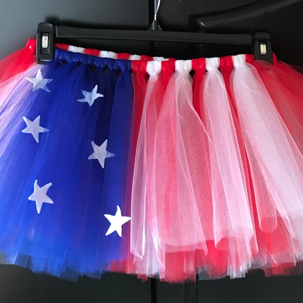 Adult Red, White, and Blue American Flag Tutu - White Stars- Juniors, Misses, and Plus Sizes