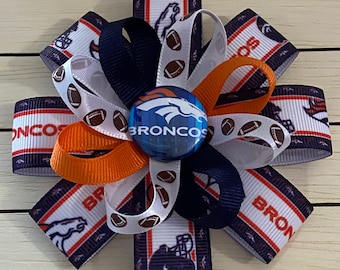 Denver Broncos Hair Bow or Headband - 2 sizes , Quick Shipping Available