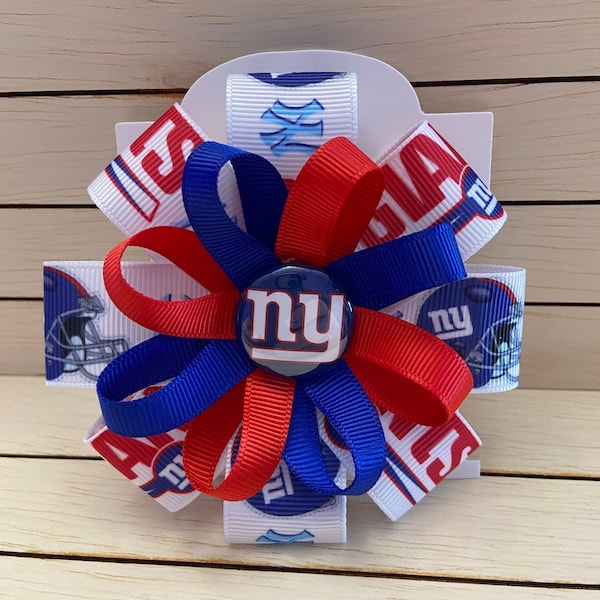 New York Giants Hair Bow or Headband - 2 sizes , Quick Shipping Available