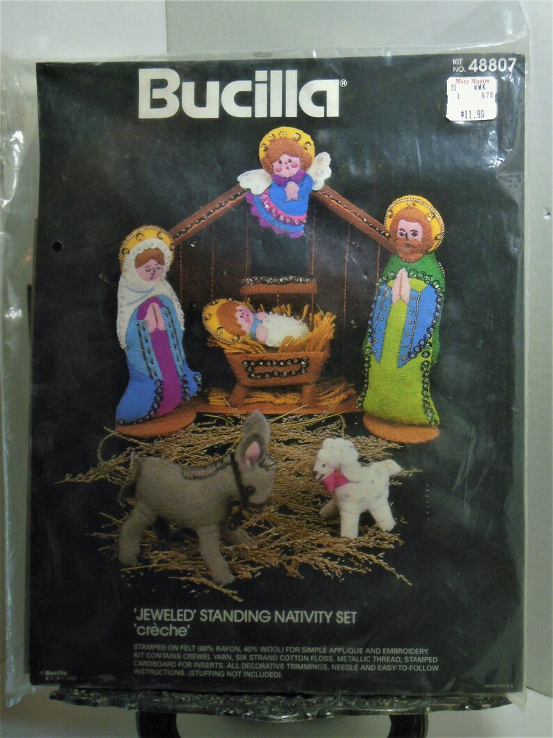 Bucilla Kit Nativity Creche Set Christmas Applique Embroidery Felt Sequins 48807 Free Shipping