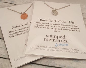 Raise each other up empowerment necklace minimalist necklace hot air balloon necklace women power necklace