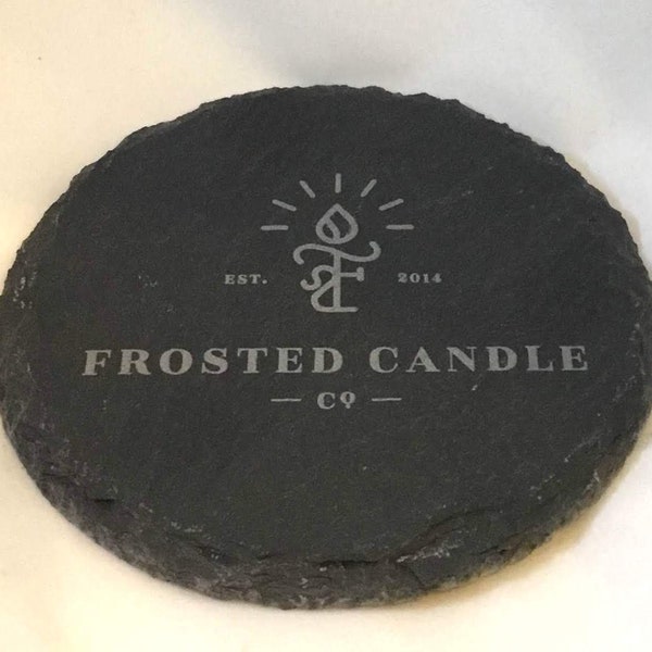 Frosted Candle Coaster Tray Slate Stone Engraved Holder