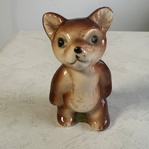 Vintage Ceramic Figurine Baby Bear Cub Standing 1950s anthropomorphic