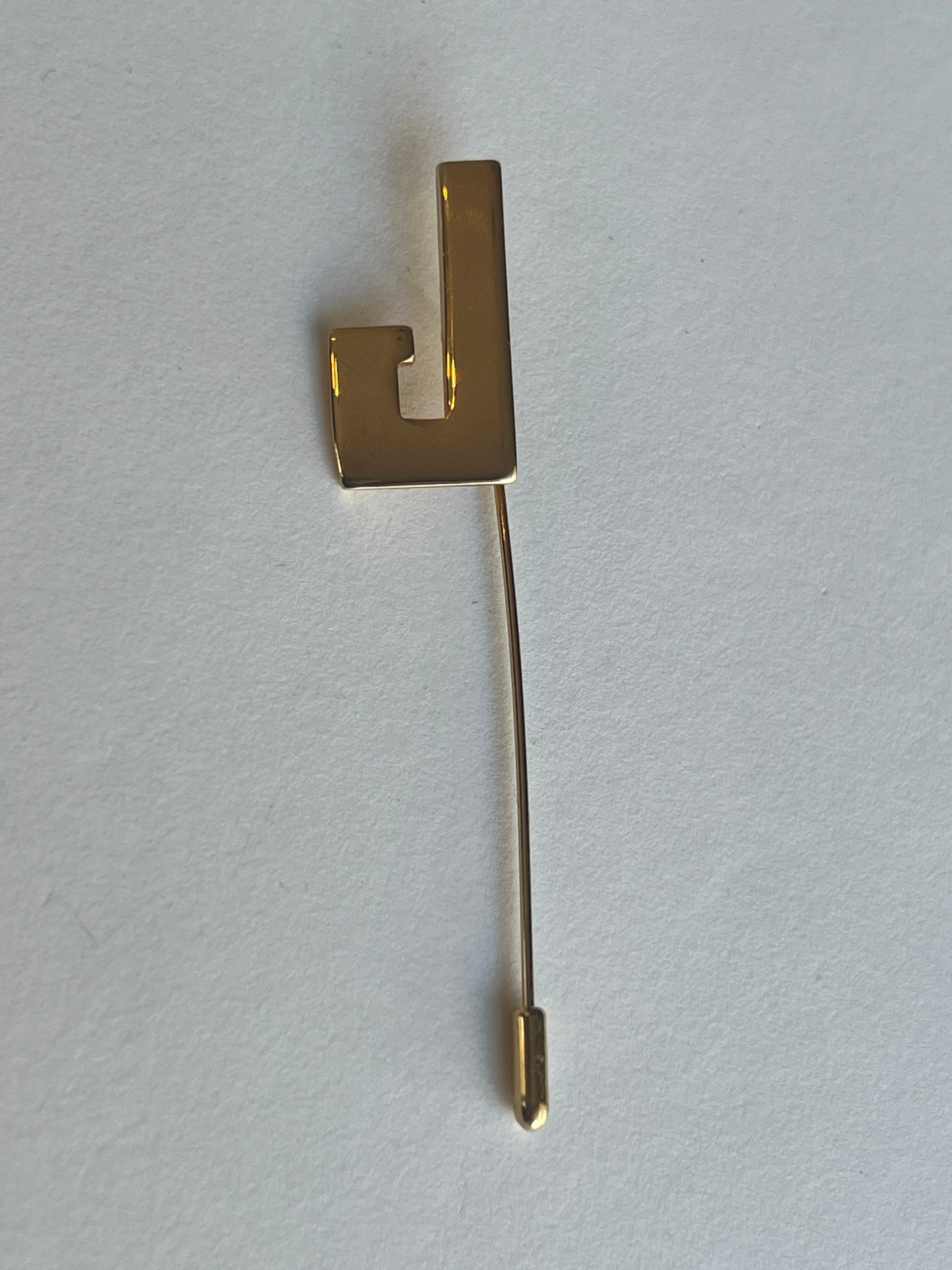 Vintage Letter J Stick Pin/ Hat Pin, Vintage Jewelry, Vintage Brooch, Retro Jewelry, goldtone