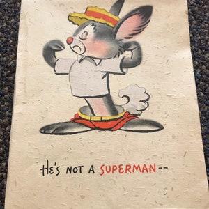 Cartão vintage do Dia dos Pais dos anos 1940 - raro e sem uso, com um toque especial, marca registrada do Canadá