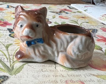 Vintage Ceramic Dog figurine, Made in Japan, toothpick holder