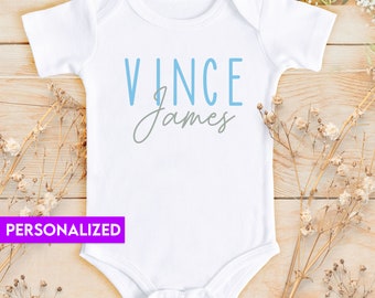 Personalized Gender Reveal Bodysuit® | Gift For New Mom | Baby Shower Bodysuit | Custom Boy Name Toddler Romper | Birth Announcement | 805