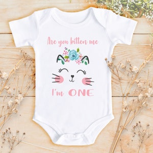 Girl First Birthday kitty Bodysuit  Are you kitten me Cat bodysuit, First birthday Cat lover Bodysuit  Funny kitten Cat Bodysuit | 886A