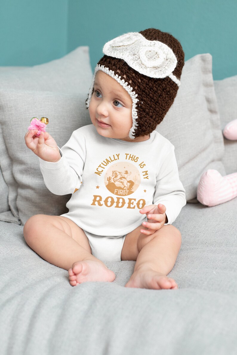 Actually This Is My First Rodeo Bodysuit Cute Cowboy & Cowgirl Pregnancy Announcement Shirt horse Rodeo Gift Yeehaw Tee 839 image 3