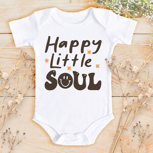 Happy Little Soul Bodysuit | Pregnancy Reveal | Baby Announcement Gift | Kind Soul | Baby Shower Gift | Cute Hipster T- Shirt | 890A