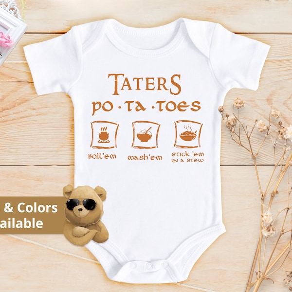 Taters Bodysuit | Boilem, Mashem, Stickem, In a Stew Shirts | Lotr Potato Shirt | Natural Gift | Cute Baby | Funny Hobbit Tee | 843