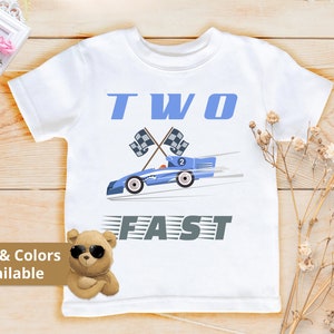 Two Fast Second Birthday Shirt, Bodysuit, 2nd Birthday Party , Racing Boys Outfit, Race Cars Shirt, Pit Crew Two-year-Old Gift | 788