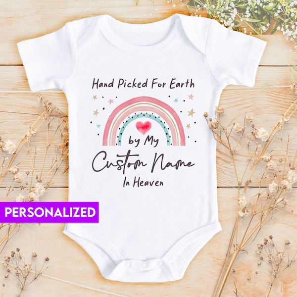 Hand Picked For Earth By My <Custom Name> In Heaven Bodysuit | Pregnancy Announcement | Baby Shower Outfit | Grandma Baby Gift | 801E