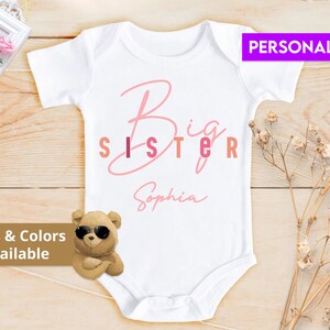 Big Sister Personalized name Birthday Shirt | I'm going to be a big sis Bodysuit | Pregnancy Reveal Custom Dress | Cute Baby Clothes | 859A