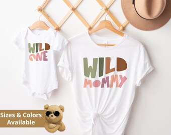 Wild One Birthday Shirt, Mommy And Me Matching Outfit, 1st Birthday Shirt, Wild One Girl, Safari Jungle Zoo Animal, birthday party, 352A