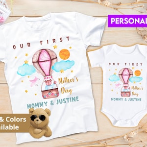 First Mother's Day Shirts | Matching Mommy And Baby Shirt | Personalized Name Baby Bodysuit® | Our First Mothers Day Matching Outfit | 201A