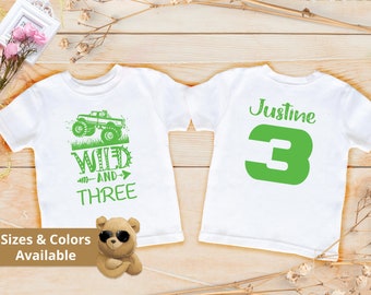 Monster Truck Wild And Third Birthday Shirt, Wild 3rd Birthday Boy T- Shirt, Monster Truck Birthday Shirt, Boy 3rd birthday shirt | 791
