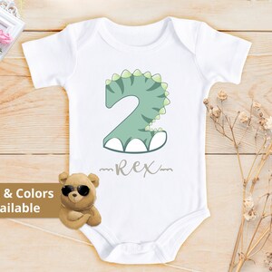 Dinosaur Second Birthday Bodysuits | Dinosaur 2nd Birthday Bodysuit | Dinosaur party Gift | Birthday Boy Outfit | Dinosaur Birthday | 794B
