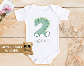 Dinosaur Second Birthday Bodysuits | Dinosaur 2nd Birthday Bodysuit | Dinosaur party Gift | Birthday Boy Outfit | Dinosaur Birthday | 794B