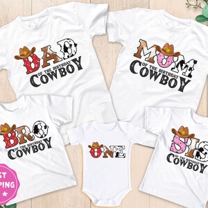 Cowboy Funny Birthday Shirt | Western Farm Graphic Tee | Baby Shower Outfit | Family Matching tshirt | Mama and Mini | Wild West Party |347E