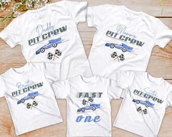 Fast One Pit Crew Family Matching Reunion Shirt | Race Birthday Party | Mommy and Me Tee | Race Car Toddler Boy Outfit | Baby Bodysuit | 788
