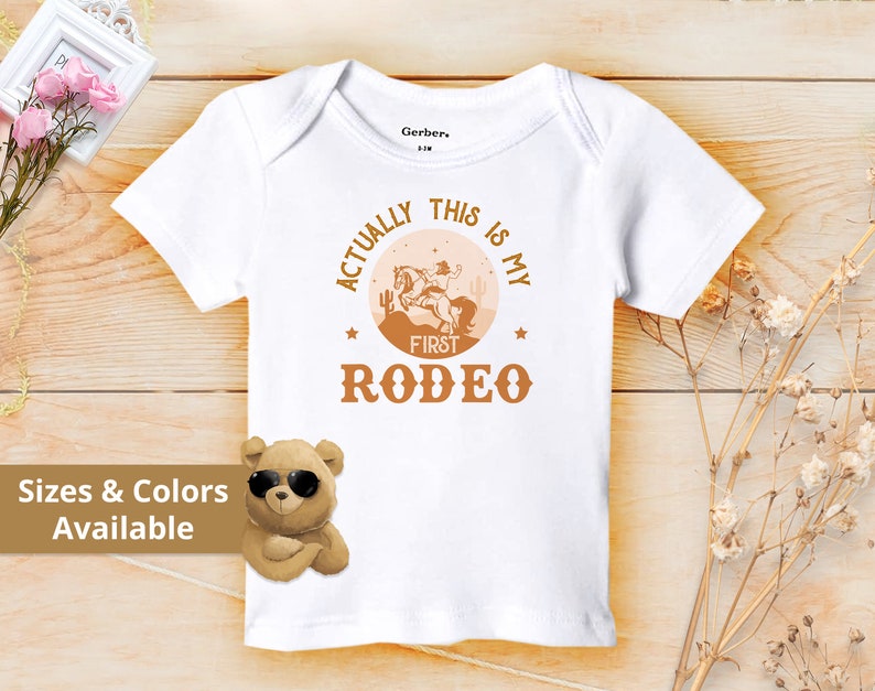 Actually This Is My First Rodeo Bodysuit Cute Cowboy & Cowgirl Pregnancy Announcement Shirt horse Rodeo Gift Yeehaw Tee 839 Slip-On Shirt | Short Sleeve | * See Description *
