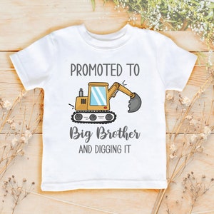 Promoted To Big Brother Construction Shirt | Pregnancy Announcement Tshirt | Construction Baby Bodysuit | 1st Birthday Tee | 803G