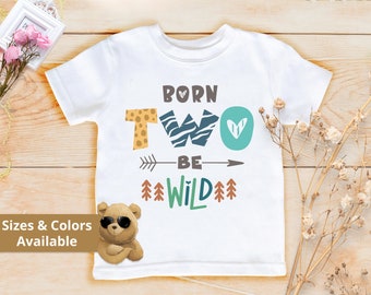 Two Wild Birthday Boy Shirt | Safari Jungle Zoo Animal Theme Birthday Bodysuit | Born Two be wild Tees | Baby 2nd Birthday | 822