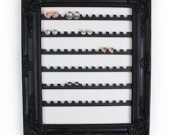 Organizador de tapones negros, soporte para pendientes de medición, organizador de joyas para colgar en la pared, expositor de tapones y túneles, almacenamiento para orejas de medición