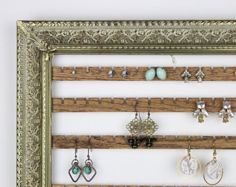 Vintage Earring Holder, Hanging Jewelry Organizer, Ornate Earring Frame, Wall Mount Earring Organization, Baroque Bedroom, Elegant Decor