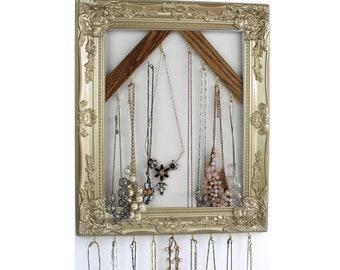 Custom Necklace Holder Frame, Hanging Necklace Organizer. Ornate Jewelry Organization, Framed Necklace Display