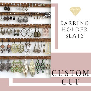 25" Wooden Earring Slats, Individual Earring Holder Rack, Custom Replacement Rows, DIY Jewelry Organizer Storage, Earring Hanger Bars Strips