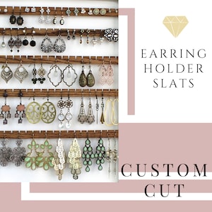 25&quot; Wooden Earring Slats, Individual Earring Holder Rack, Custom Replacement Rows, DIY Jewelry Organizer Storage, Earring Hanger Bars Strips