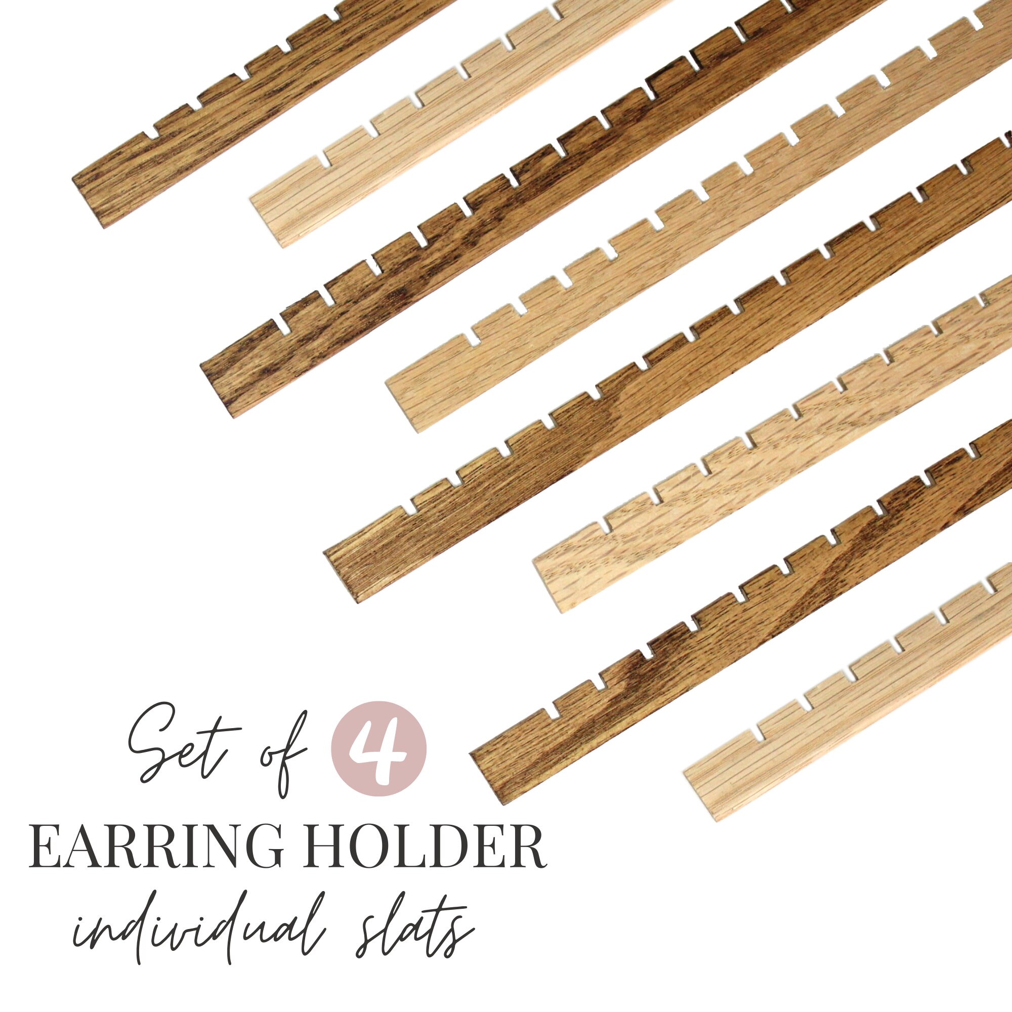 11 Earring Slats With Holes, DIY Earring Organizer, Hand Cut Wooden Earring  Strips, Jewelry Holder Extra Bars, Jewelry Cabinet Notches Inch 