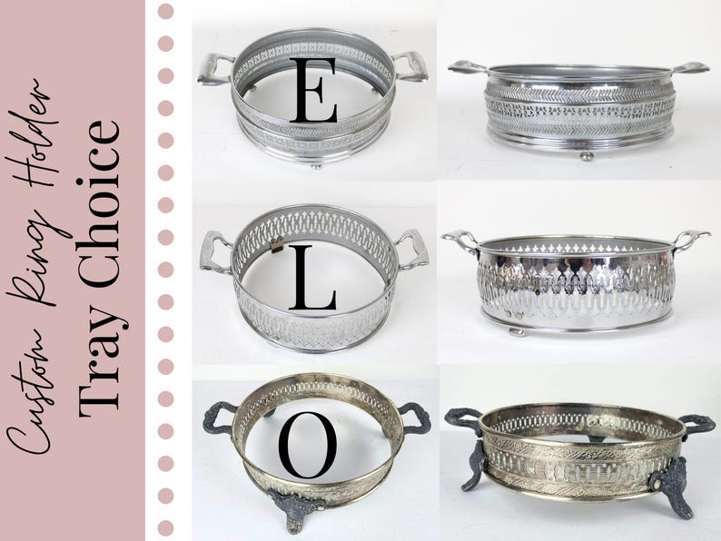 Custom Ring Holder Tray, Round Jewelry Display Stand, Standing Ring Organizer, Your Choice Vintage Tray, Unique Ring Box Organization image 2