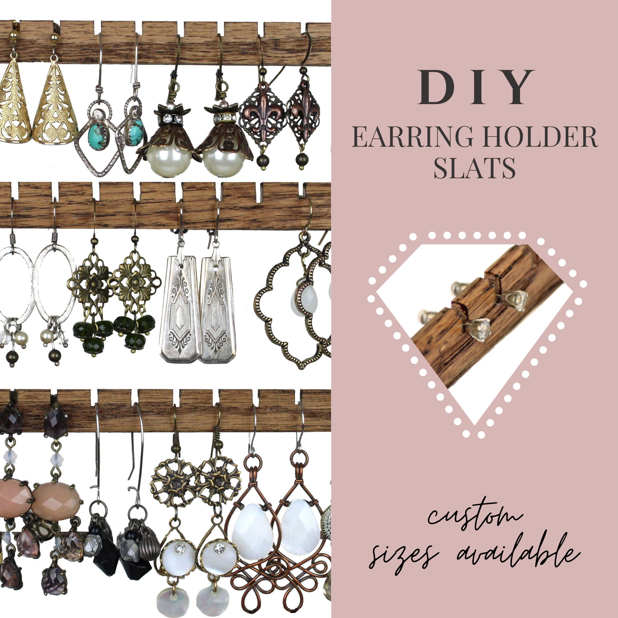 10 Custom Jewelry Holder, Frame Earring Holder Extra Slats, DIY Earring  Organizer, Handmade Wood Holders, Hand Cut, Jewelry Armoir Insert 