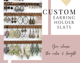 Listones para sujetar aretes, organizador de aretes DIY, marco de fotos, filas personalizadas cortadas a mano, soportes de madera para joyas, barras adicionales, inserto para gabinete de joyería