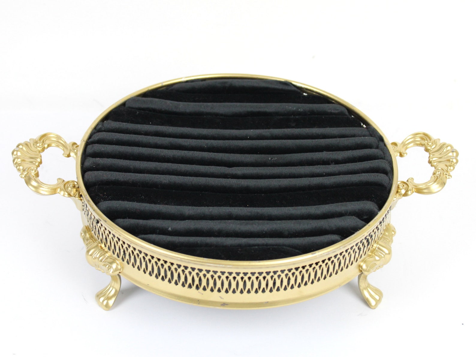 Black Velvet Ring Tray Jewelry Organization Round Organizer Etsy