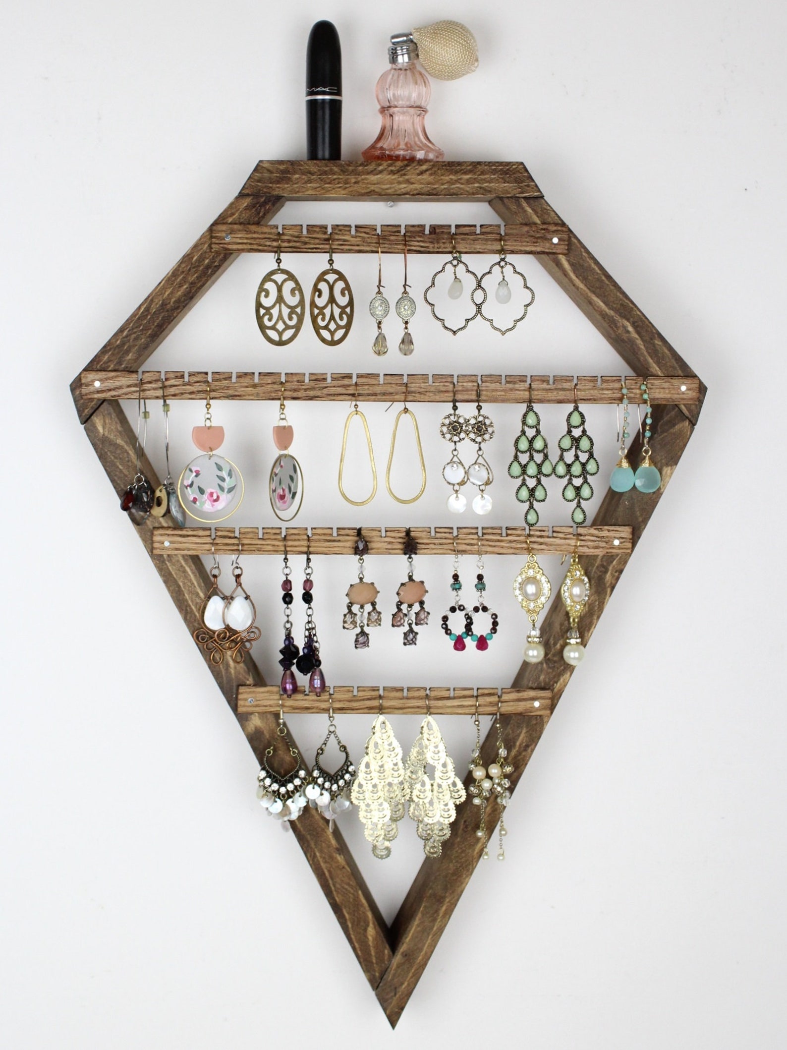 Earring Holder Wall Hanging Diamond Frame Earring Organizer Etsy