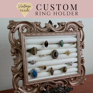 Custom Hanging Ring Holder Tray, Jewelry Display Stand, Standing Organizer, Vintage Frame, Unique Retail Display, Dresser Organization